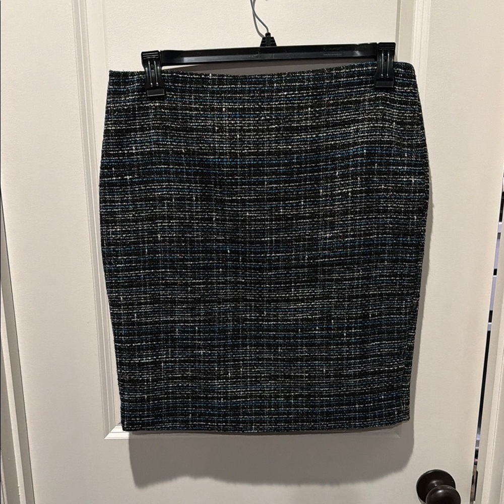 Ann Taylor Factory Black and Blue Tweed Pencil Skirt